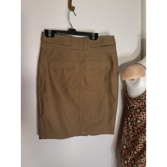 Ann Taylor Loft mini skirt khaki tan denim canvas 0 xxs xs classic casual summer - Picture 4 of 6